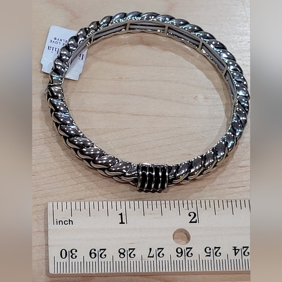 Lia Sohia Braided Design Stretch Bangle Bracelet - Picture 5 of 11